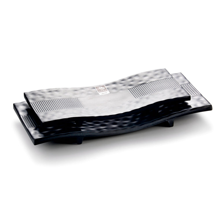 11 Inch Black Matte Irregular Melamine Sushi Plates WKP2511MS
