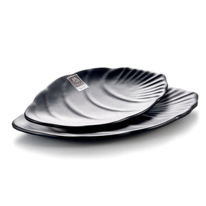 10 Inch Black Matte Melamine Leaf Plates WKP4310MS