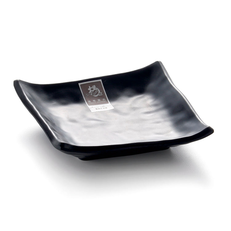 5 Inch Black Matte Square Melamine Food Plate WT4414MS