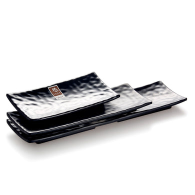 14.2 Inch Black Matte Rectangular Melamine Food Plates Y8020MS