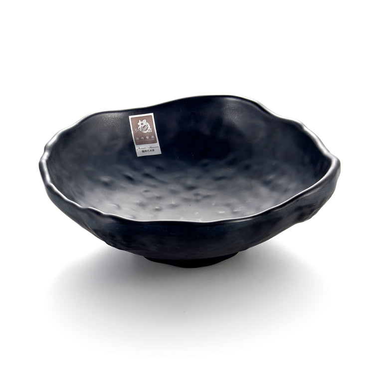 10 Inch Matte Black Melamine Irregular Bowl YG140001MS