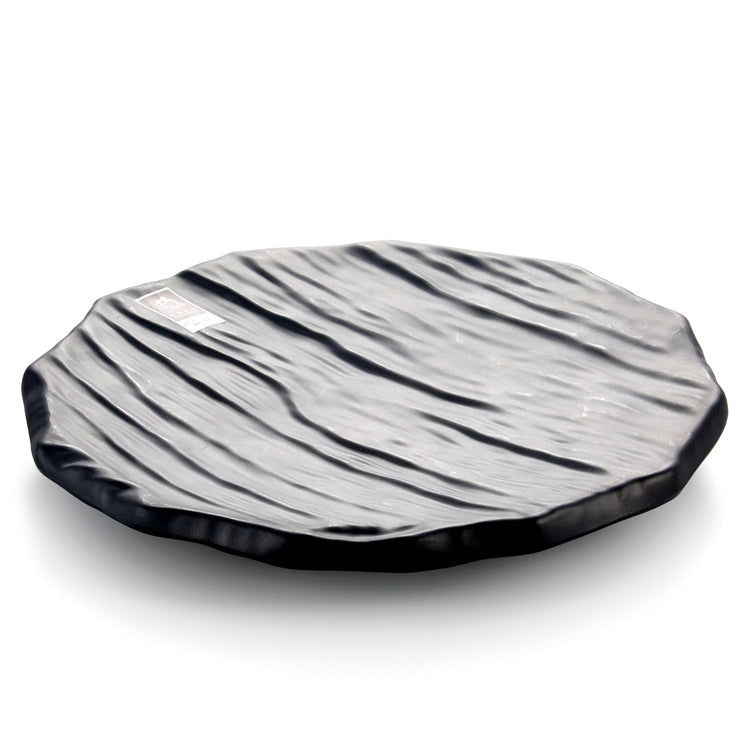 11.5 Inch Black Matte Irregular Melamine Buffet Plate YG140003MS