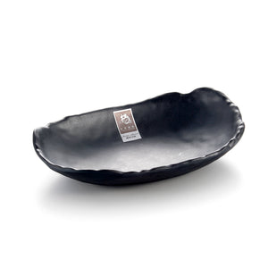 8.75 Inch Black Matte Irregular Melamine Food Plate YG140008MS