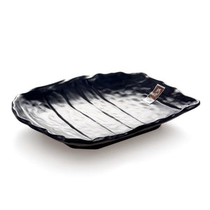 10 Inch Black Matte Irregular Melamine Food Plate YG140012MS