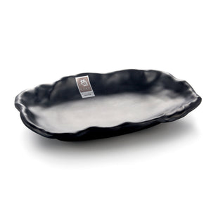 10.5 Inch Black Matte Irregular Melamine Food Plate YG140018MS