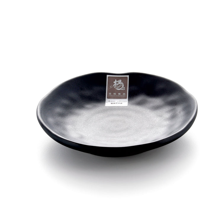 5.5 Inch Black Matte Round Melamine Food Plate YG140023MS
