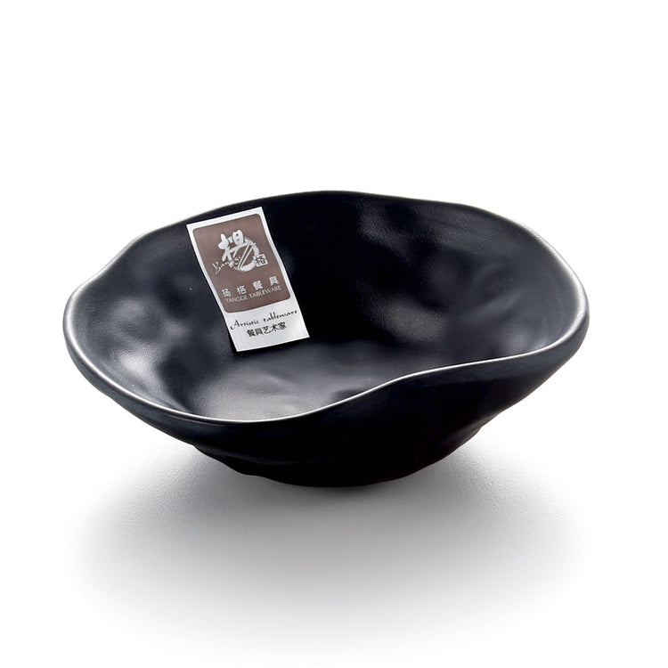 4.5 Inch Matte Black Melamine Irregular Bowl YG140028MS
