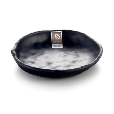 6.5 Inch Black Matte Round Deep Melamine Food Plate YG140032MS