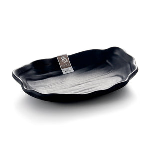 8 Inch Black Matte Irregular Melamine Food Plate YG140041MS