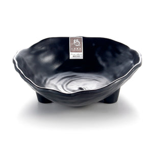 8 Inch Matte Black Melamine Irregular Bowl with Feet YG140043MS