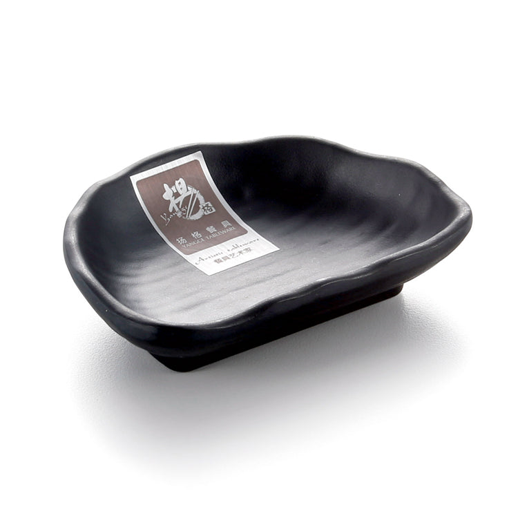 3.75 Inch Black Matte Semicircular Melamine Food Plate YG140056MS