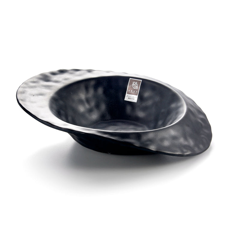12 Inch Matte Black Melamine Irregular Oblique Bowl YG140061MS