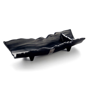 14 Inch Black Matte Irregular Melamine Restaurant Plate YG140072MS