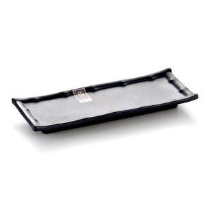10 Inch Black Matte Rectangular Melamine Sushi Plate YG140078MS