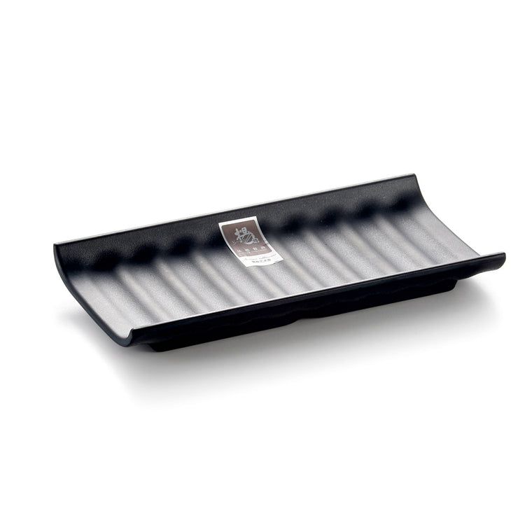 7.5 Inch Black Matte Rectangular Melamine Sushi Plate YG140089MS