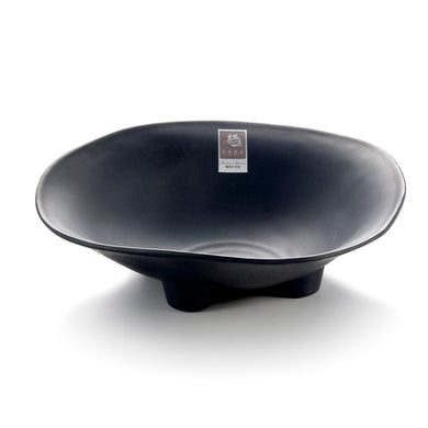 9.75 Inch Matte Black Melamine Irregualr Bowl with Feet YG140090MS