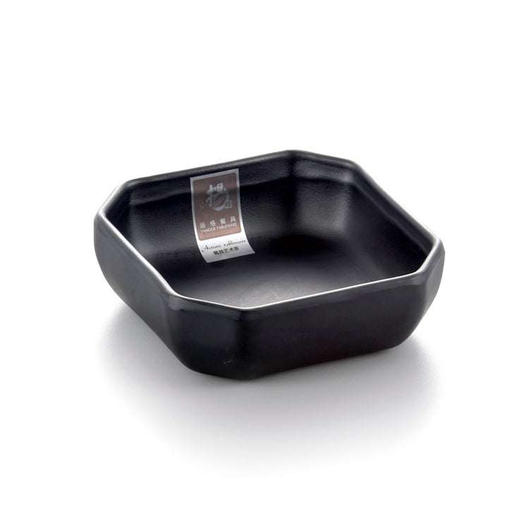 4.5 Inch Matte Black Melamine Square Bowl YG140102MS