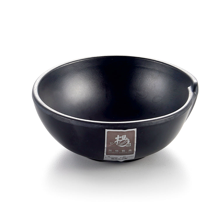 4.3 Inch Matte Black Melamine Irregular Round Bowl YG140111MS