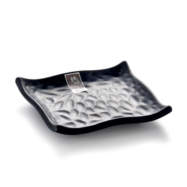 6 Inch Black Matte Square Melamine Food Plate YG140126MS