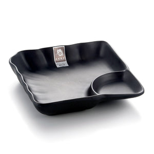 7 Inch Black Matte Square Melamine Divided Plate YG140128MS