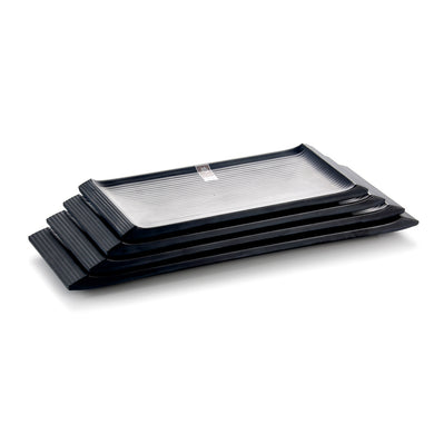 14 Inch Black Matte Rectangular Melamine Restaurant Plates YG140138MS