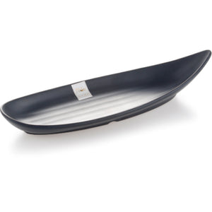 12 Inch Black Matte Boat Shape Melamine Food Plate YG142052MS