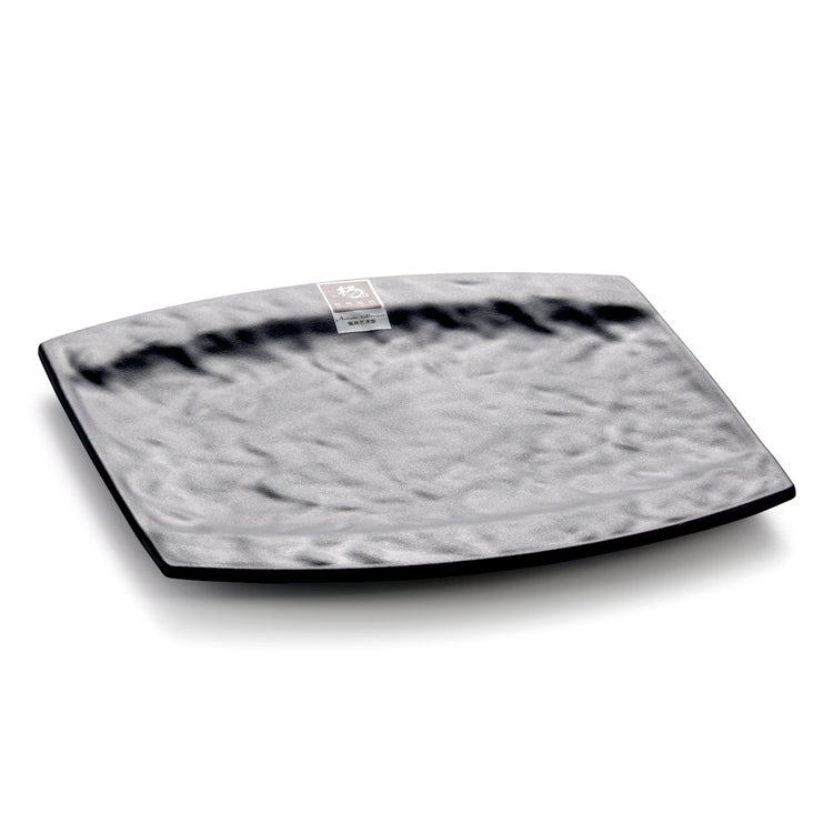 9 Inch Black Matte Rectangular Melamine Food Plate YG142055MS