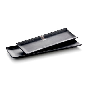 13 Inch Black Matte Rectangular Melamine Food Plate YG142062MS