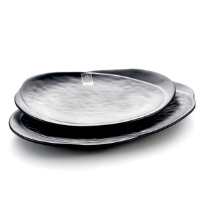 14 Inch Black Matte Irregular Melamine Food Plate YG142066MS