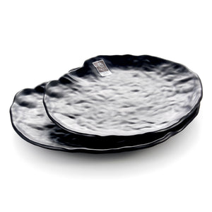 10.5 Inch Black Matte Irregular Melamine Food Plate YG142068MS