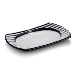 12 Inch Black Matte Irregular Melamine Food Plate YG142071MS