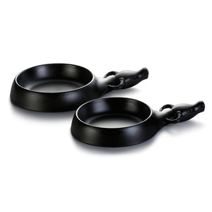 15 Inch Black Matte Melamine Bull Head Handle Round Plate ZT013MS