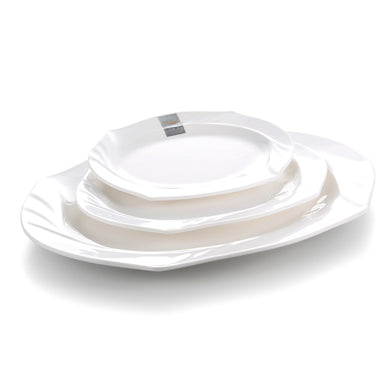 8 Inch White Irregular Melamine Dinner Plates J216293YJC