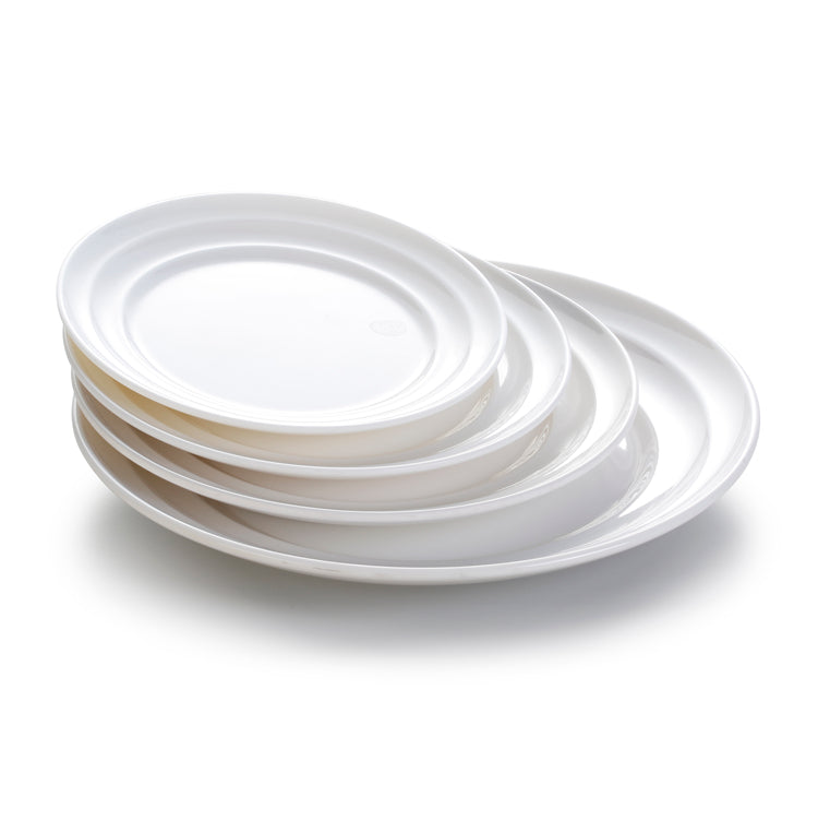 8 Inch White Round Melamine Inner Circle Pattern Plates JMC025YJC