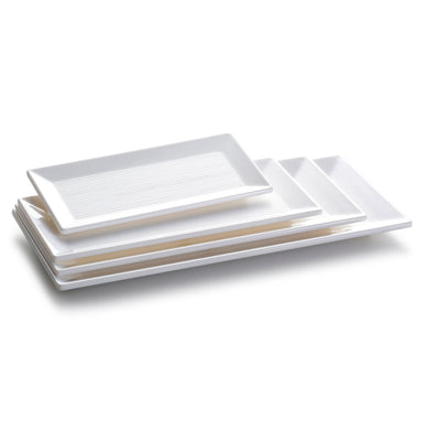 10.6 Inch White Rectangular Melamine Dinner Plates JMC073YJC