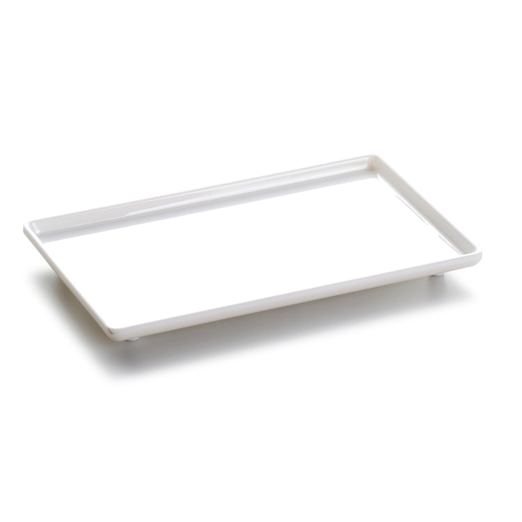 8.1 Inch White Rectangular Melamine Dinner Plate With Feet JMC097YJC