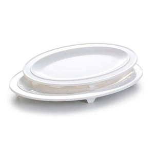 12.5 Inch White Oval Melamine Dinner Plate with Feet YJ034YJC