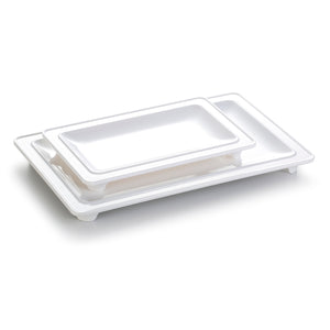 10.5 Inch White Rectangular Melamine Dinner Plate with Feet YJ035YJC