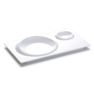 16 Inch White Rectangular Melamine 2 Compartment Plate YJ074YJC