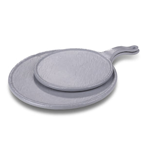 15 Inch Gray Matt Round Melamine Plate with Handle JM16909TKHSMS