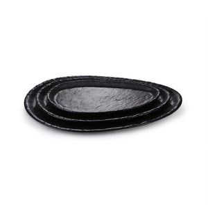 9.8 Inch Black Matt Oval Melamine Snack Plates JM16919TKHSMS
