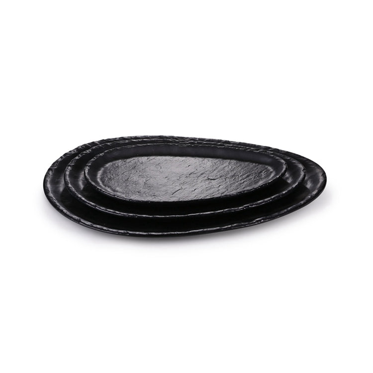 9.8 Inch Black Matt Oval Melamine Snack Plates JM16919TKHSMS