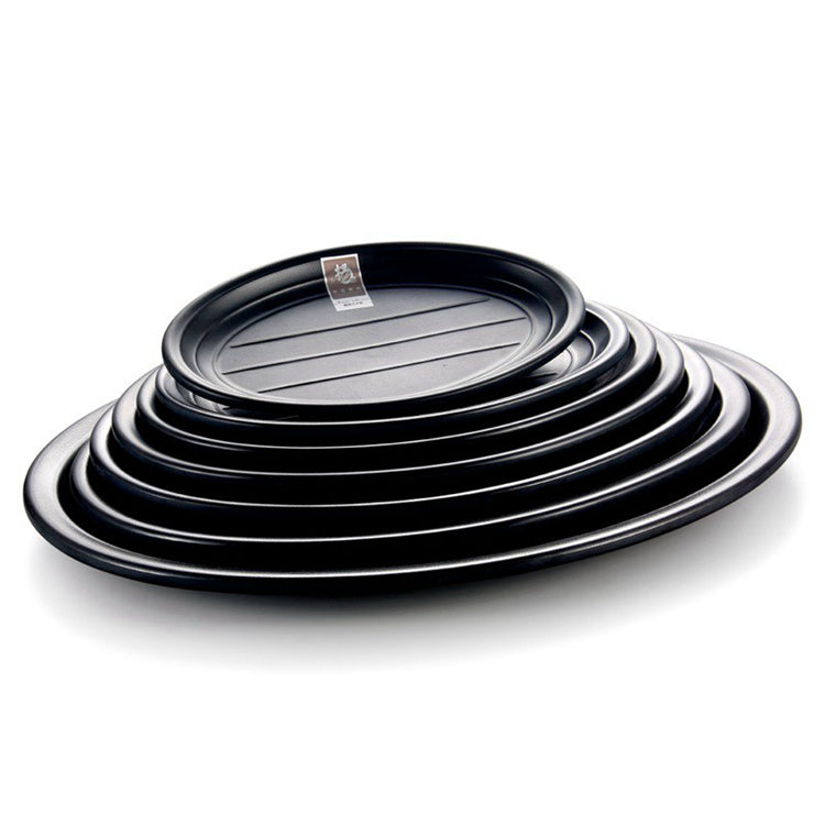 9 Inch Black Matt Oval Melamine Dinner Plates LJP2088TKHSMS