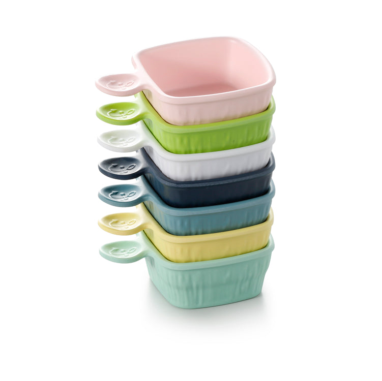 4.2 Inch Colorful Melamine Square Bowls With Handles ZT031FSMS