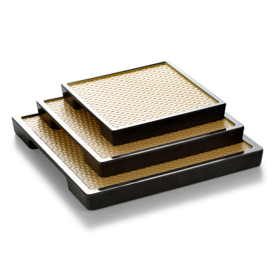 8 Inch Square Rattan Yellow Melamine Food Serving Trays 19053KBHU