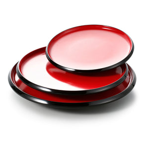 8.3 Inch Red and Black Round Melamine Restaurant Plates 25001HHOSS