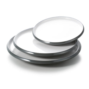 8.3 Inch Gray and White Round Melamine Restaurant Plates 25001HUIBSS