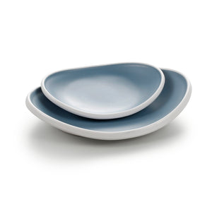 8 Inch Blue and White Ingot Shape Melamine Dessert Plates 25016LBSS