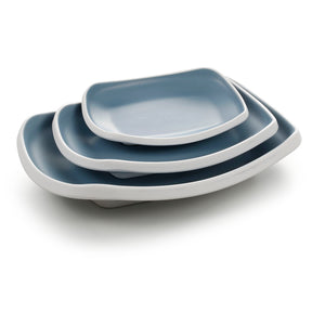 10 Inch Blue and White Rectangular Melamine Deep Plates 25021LBSS