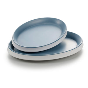 9.1 Inch Blue and White Oval Melamine Charger Plates 25030LBSS